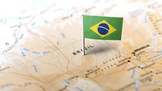 Brasiliens karta och flagga.